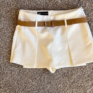 Zara Cream Skort with Brown Belt